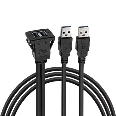 Kvadratni Dual Port USB 3.0 Produžni kabel za ugradnju na ploču sa kopčom