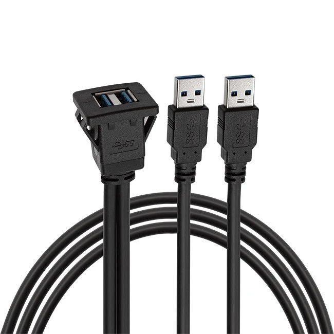 Kvadratni Dual Port USB 3.0 Produžni kabel za ugradnju na ploču sa kopčom